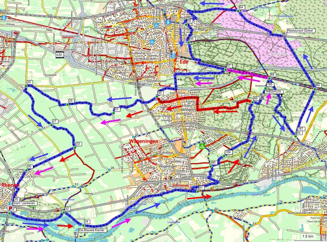 Rhenen, Bos, hei en open land (35, 41 of 55 km)